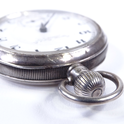 426 - ROLEX - a 1920s silver-cased open-face top-wind pocket watch, retailed by Camerer, Cuss & Co of Uxbr... 