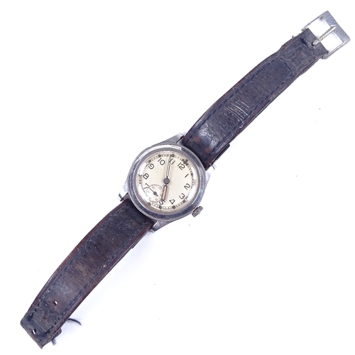 433 - ENICAR - a Vintage stainless steel military issue mechanical wristwatch, silvered dial with Arabic n... 