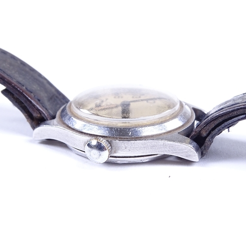 433 - ENICAR - a Vintage stainless steel military issue mechanical wristwatch, silvered dial with Arabic n... 