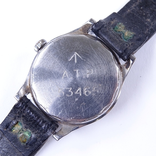 433 - ENICAR - a Vintage stainless steel military issue mechanical wristwatch, silvered dial with Arabic n... 