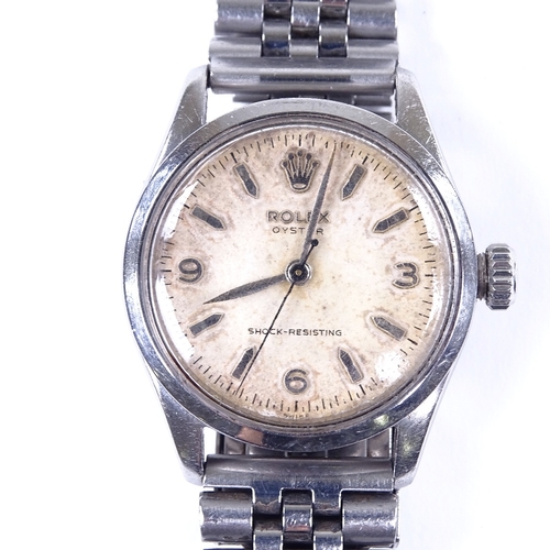 434 - ROLEX - a Vintage stainless steel Oyster Shock-Resisting mechanical wristwatch, ref. 6244, circa 195... 