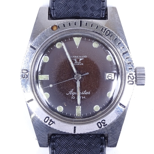 436 - JEANRICHARD - a stainless steel Aquastar automatic wristwatch, ref. 1701, circa 1960s, black dial wi... 