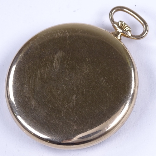 443 - OMEGA - a Vintage 9ct gold-cased open-face top-wind pocket watch, ref. 713877, silvered dial with gi... 