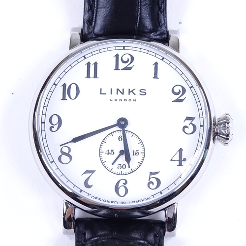 444 - LINKS OF LONDON - a stainless steel Greenwich quartz wristwatch, ref. 6020.1121, white dial with ecc... 