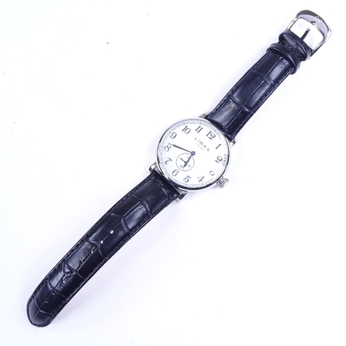 444 - LINKS OF LONDON - a stainless steel Greenwich quartz wristwatch, ref. 6020.1121, white dial with ecc... 