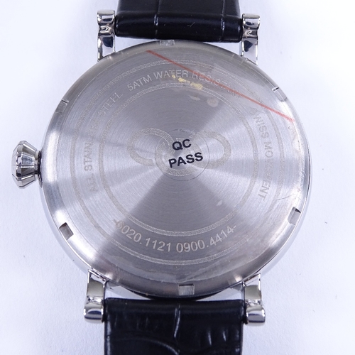 444 - LINKS OF LONDON - a stainless steel Greenwich quartz wristwatch, ref. 6020.1121, white dial with ecc... 