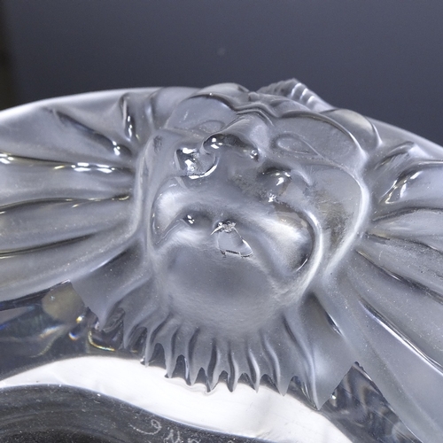 61 - MARC LALIQUE - frosted glass lion mask design ashtray, engraved signature, 14.5cm across