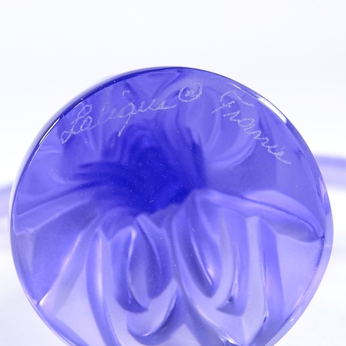 69 - LALIQUE - purple glass dragonfly, engraved signature, wingspan 9.5cm, height 9cm