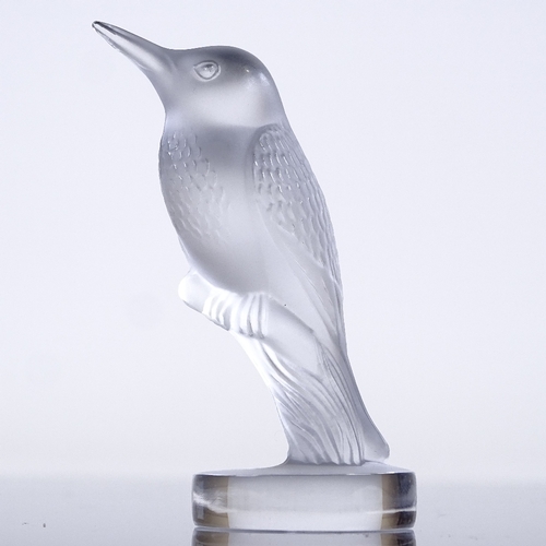 78 - LALIQUE COLIBI - frosted glass kingfisher, engraved signature, height 7cm