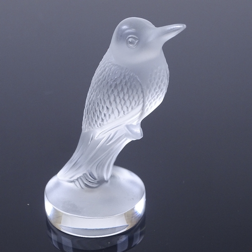 78 - LALIQUE COLIBI - frosted glass kingfisher, engraved signature, height 7cm