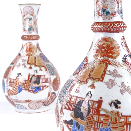 88 - A pair of 19th century Japanese porcelain vases, hand painted decoration with 6 character marks, hei... 