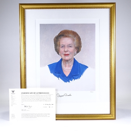 96 - Baroness Margaret Thatcher, colour lithograph print by Richard Stone, signed in pen by Baroness That... 