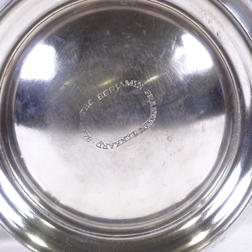 99 - A large electroplate lidded tankard, engraved under base The Benjamin Franklin Tankard, height 20cm