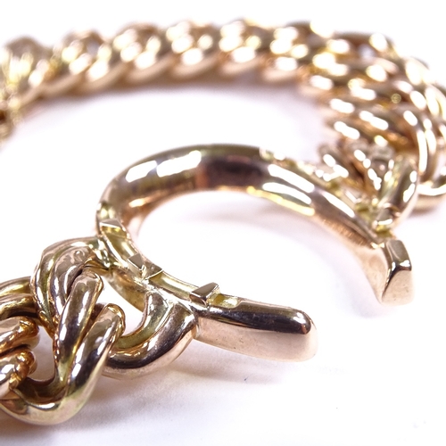 662 - A Victorian unmarked rose gold double curb link horseshoe bracelet, tests as 14ct gold, bracelet len... 