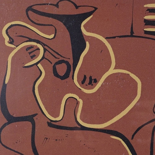 1045 - After Picasso, reduced size lino-cut, circa 1960, model and guitarist, image 10.5