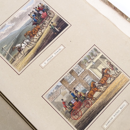 1053 - Album containing sporting military and satirical prints, mainly hand coloured