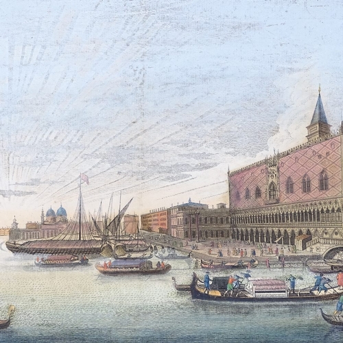 1055 - After Marieschi, hand coloured engraving, view of The Doge's Palace Venice, published by Lauri & Whi... 