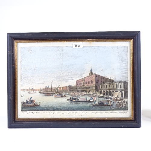 1055 - After Marieschi, hand coloured engraving, view of The Doge's Palace Venice, published by Lauri & Whi... 