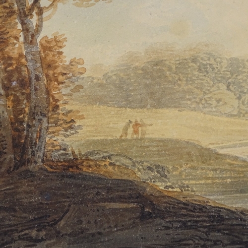 1064 - Attributed to William Payne (1760 - 1830), watercolour landscape, inscribed verso, 4.5