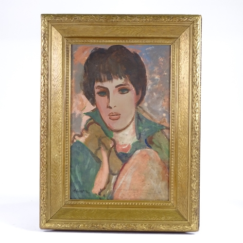 1068 - Henri Malencon (1876 - 1960), oil on paper, portrait of a woman, signed, 19