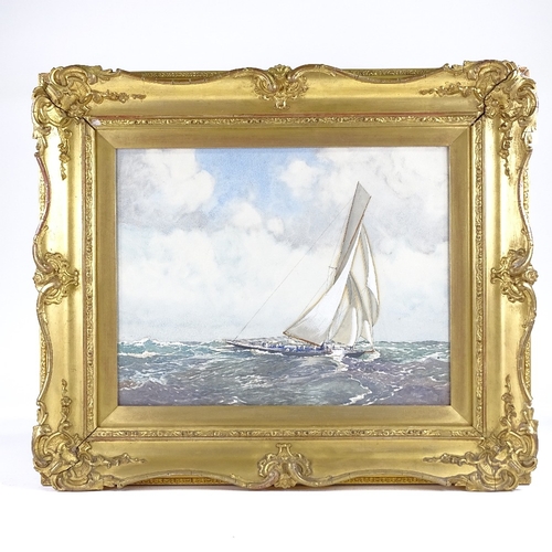 1069 - Robert Clouston Young (Scottish 1860 - 1929), watercolour, a gaff rigged sailing yacht, signed, 14