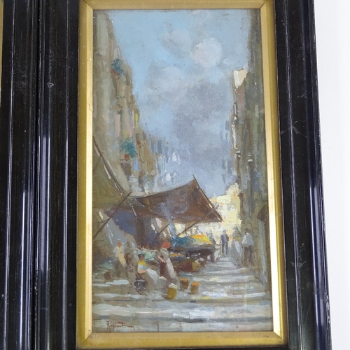 1088 - Riciardi, set of 4 oils on board, Naples street scenes, 8.5