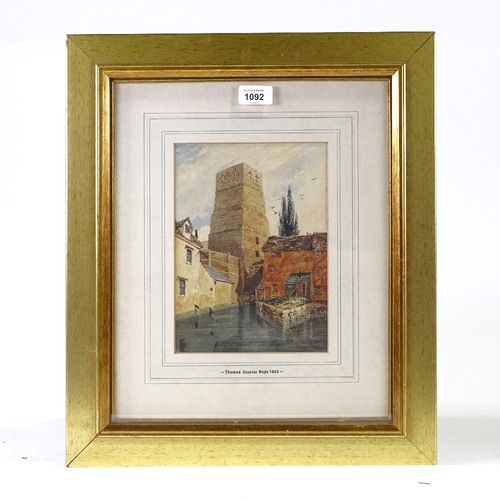 1092 - Thomas Shotter Boys, watercolour, canal scene, 1862, 905