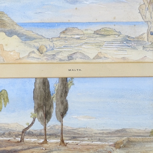 1095 - 19th century Maltese School, pair of watercolours, landscape views, unsigned, 7