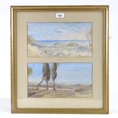 1095 - 19th century Maltese School, pair of watercolours, landscape views, unsigned, 7