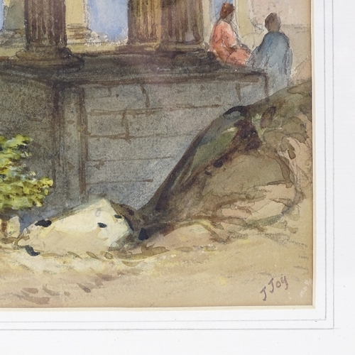 1103 - J Joy, watercolour, Mediterranean ruins, signed, 12