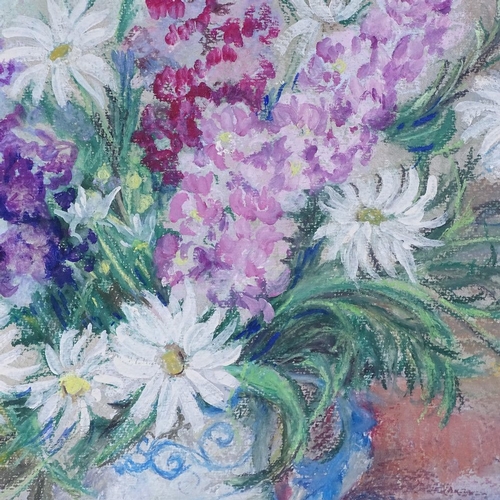 1113 - Lorna Dunn (1920 - 2016), mixed media pastel/watercolour, floral still life, signed, 20