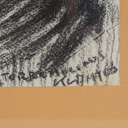 1305 - Klampt, charcoal portrait of a woman, signed and dated 1966, 17.5