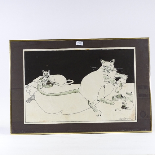 1308 - Joanna Lawrence, pen and ink drawing, cats, image 16