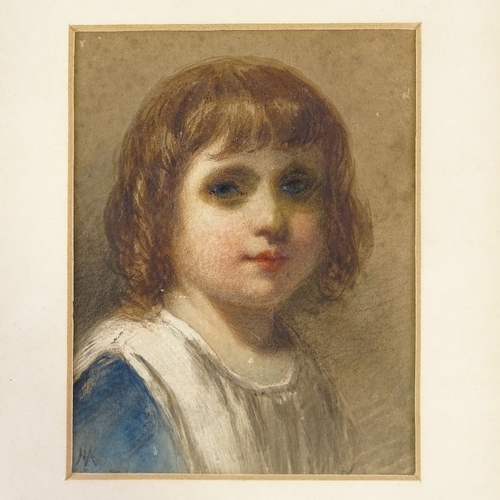 1311 - Circle of Helen Allingham, watercolour, portrait of a girl, signed with monogram, 6