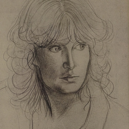 1314 - Follower of Augustus John, pencil/charcoal, portrait of a woman, unsigned, 13