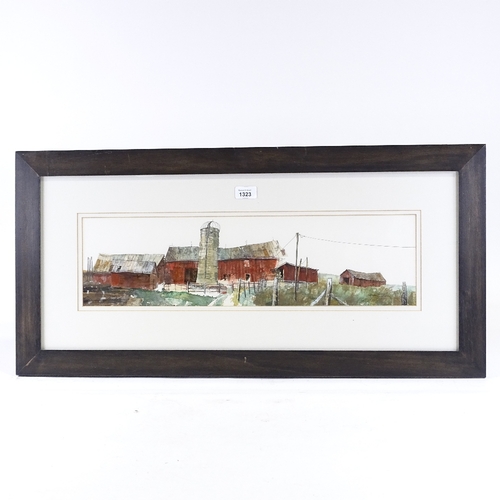 1323 - Mat Barber Kennedy RI, watercolour, South Farm, Lima Ohio, signed with artist's label verso, 6