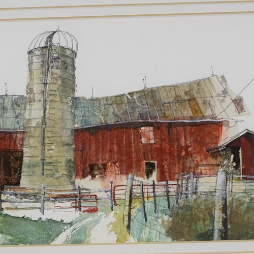 1323 - Mat Barber Kennedy RI, watercolour, South Farm, Lima Ohio, signed with artist's label verso, 6