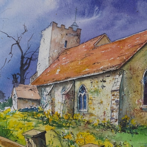 1324 - Martin Bradshaw, watercolour, Sussex church, 18