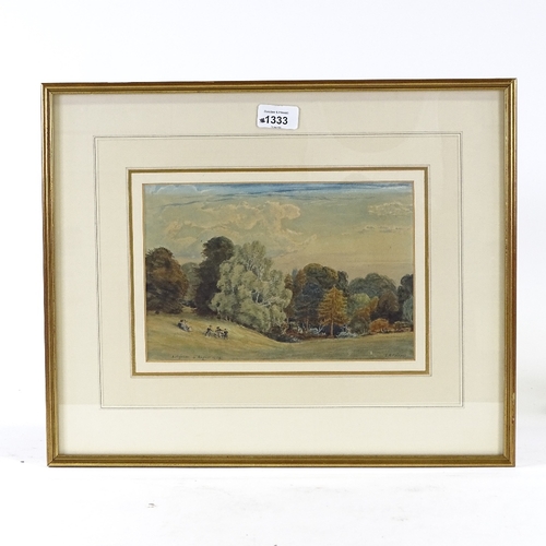 1333 - Emily Rebecca Prinsep, watercolour, scene at Ashgrove 4th August 1834, signed, 6.5