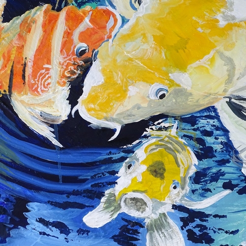 1339 - Clive Fredriksson, oil on canvas, Koi Carp, unframed, 39.5