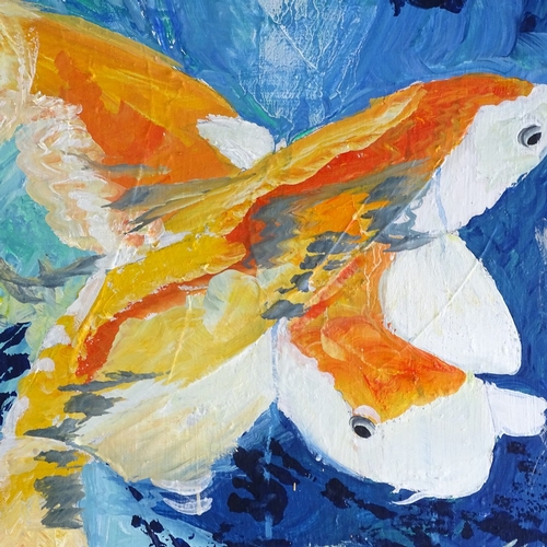 1339 - Clive Fredriksson, oil on canvas, Koi Carp, unframed, 39.5