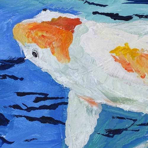 1339 - Clive Fredriksson, oil on canvas, Koi Carp, unframed, 39.5