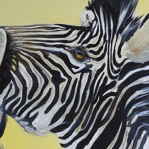 1340 - Clive Fredriksson, oil on canvas, zebra, framed, overall dimensions 37