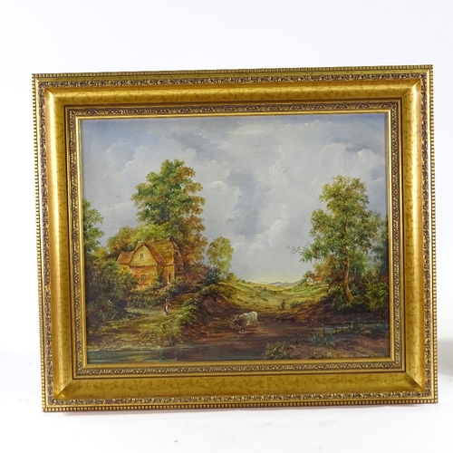 1342 - Laine Porter, oil on canvas, rural scene, signed, 16