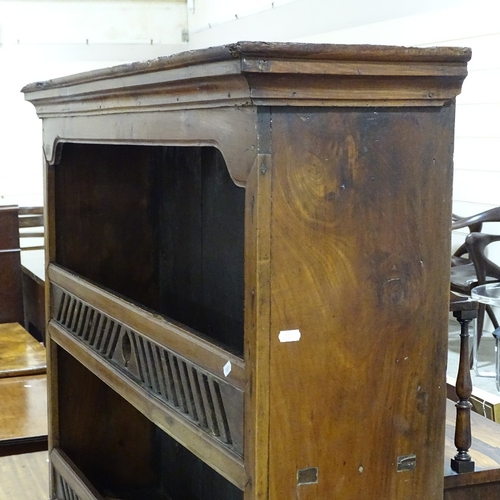 348 - An Antique Breton cherry wood open dresser, width 108cm, height 185cm