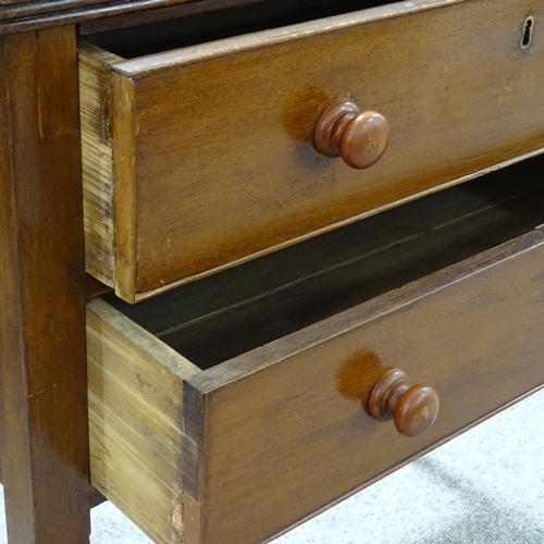 394 - A 19th century mahogany 2-drawer side table on turned legs, width 85cm