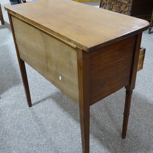 394 - A 19th century mahogany 2-drawer side table on turned legs, width 85cm