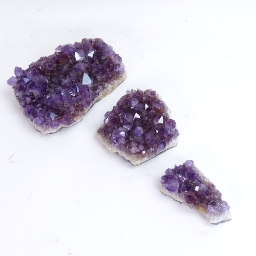 14 - 3 amethyst geode shards, largest 20cm x 14cm (3)