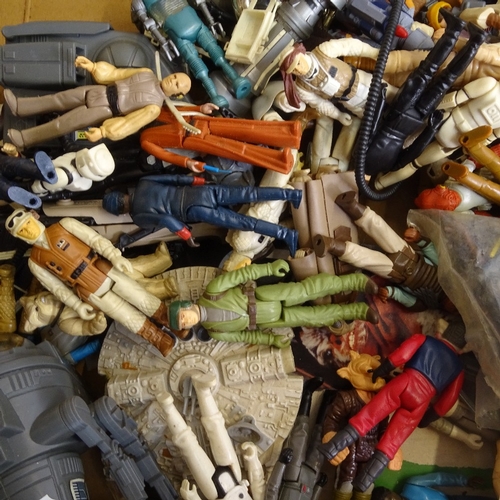 109 - WITHDRAWN A large collection of Vintage Star Wars Kenner toy figurines, and 3 various framed origina... 