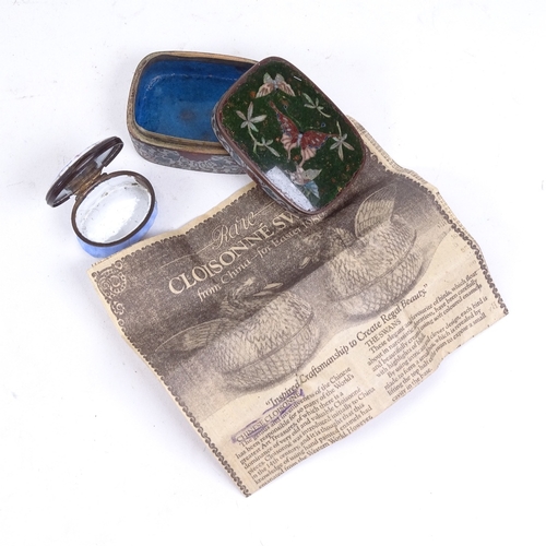 139 - A 19th century cloisonne enamel box and cover, and an 18th century Bilston enamel patch box with lid... 